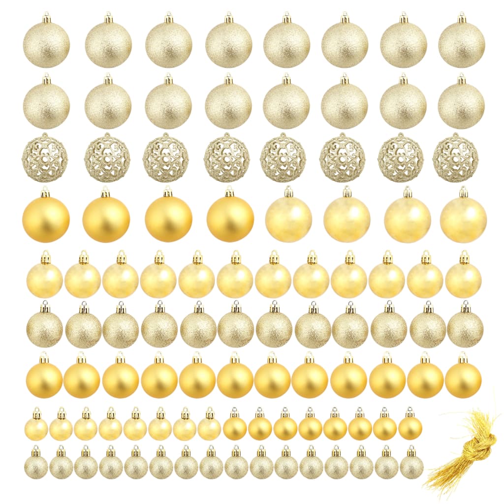 vidaXL 100-piece Christmas Ball Set 3/4/6 cm Gold