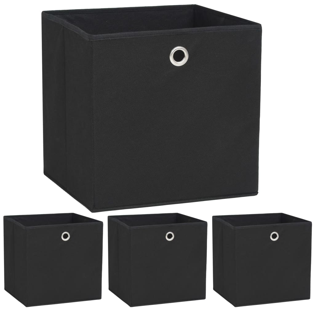 vidaXL Storage Boxes 4 pcs 32x32x32 cm non-woven fabric black