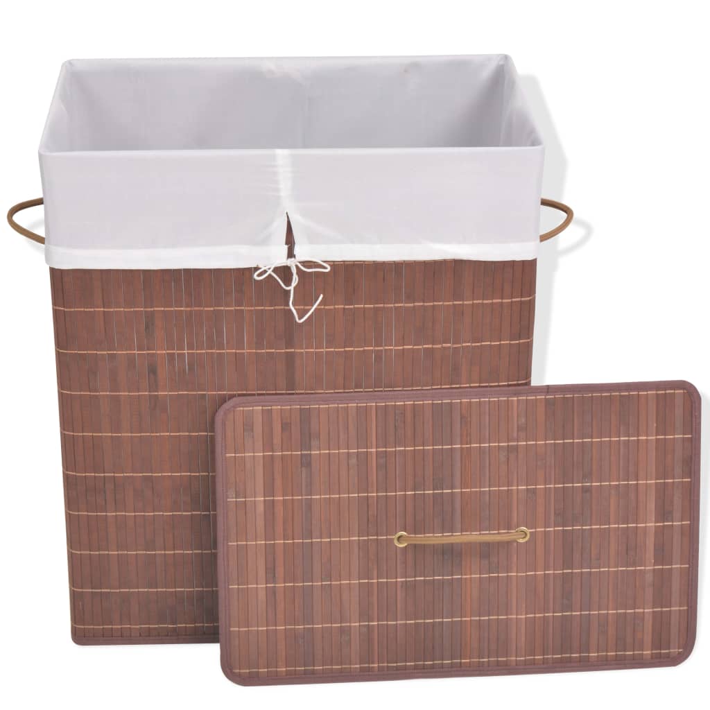 vidaXL Laundry Basket Rectangular Bamboo Brown