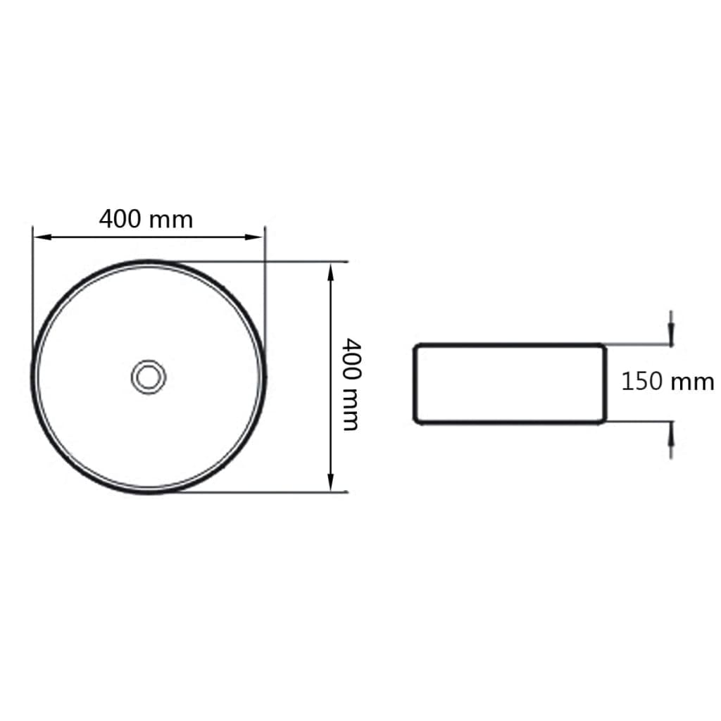 vidaXL Sink round 40x15 cm ceramic white