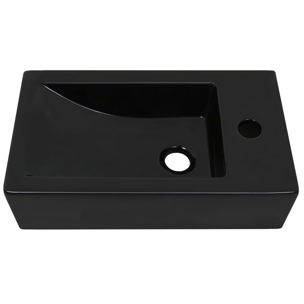 vidaXL Rectangular Ceramic Basin with Tap Hole White 46x25.5x12 cm