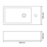 vidaXL Rectangular Ceramic Basin with Tap Hole White 46x25.5x12 cm