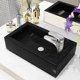 vidaXL Rectangular Ceramic Basin with Tap Hole White 46x25.5x12 cm