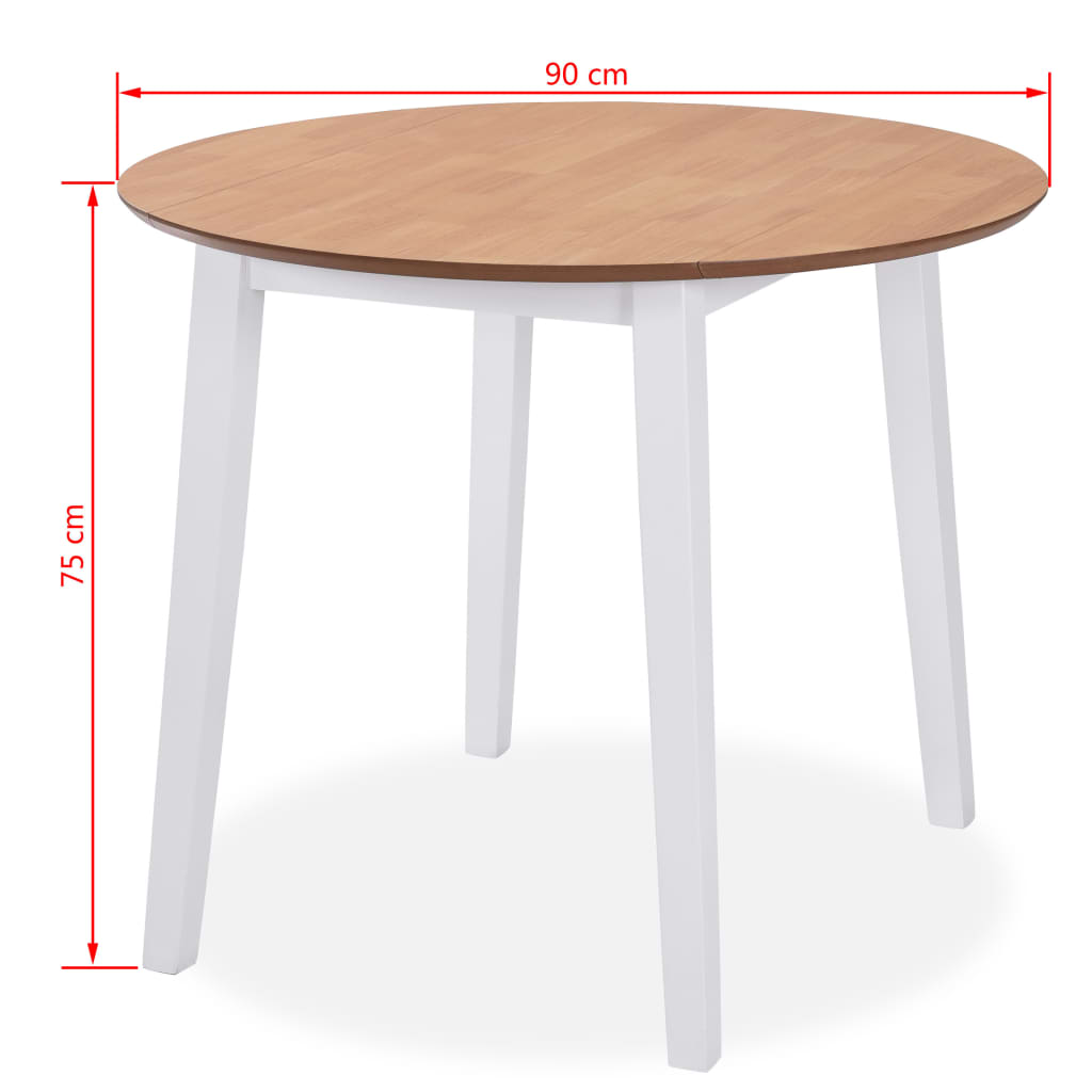 vidaXL Eetkamerset MDF en rubberwood wit 3-delig
