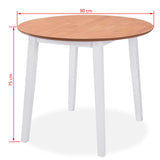 vidaXL Eetkamerset MDF en rubberwood wit 3-delig