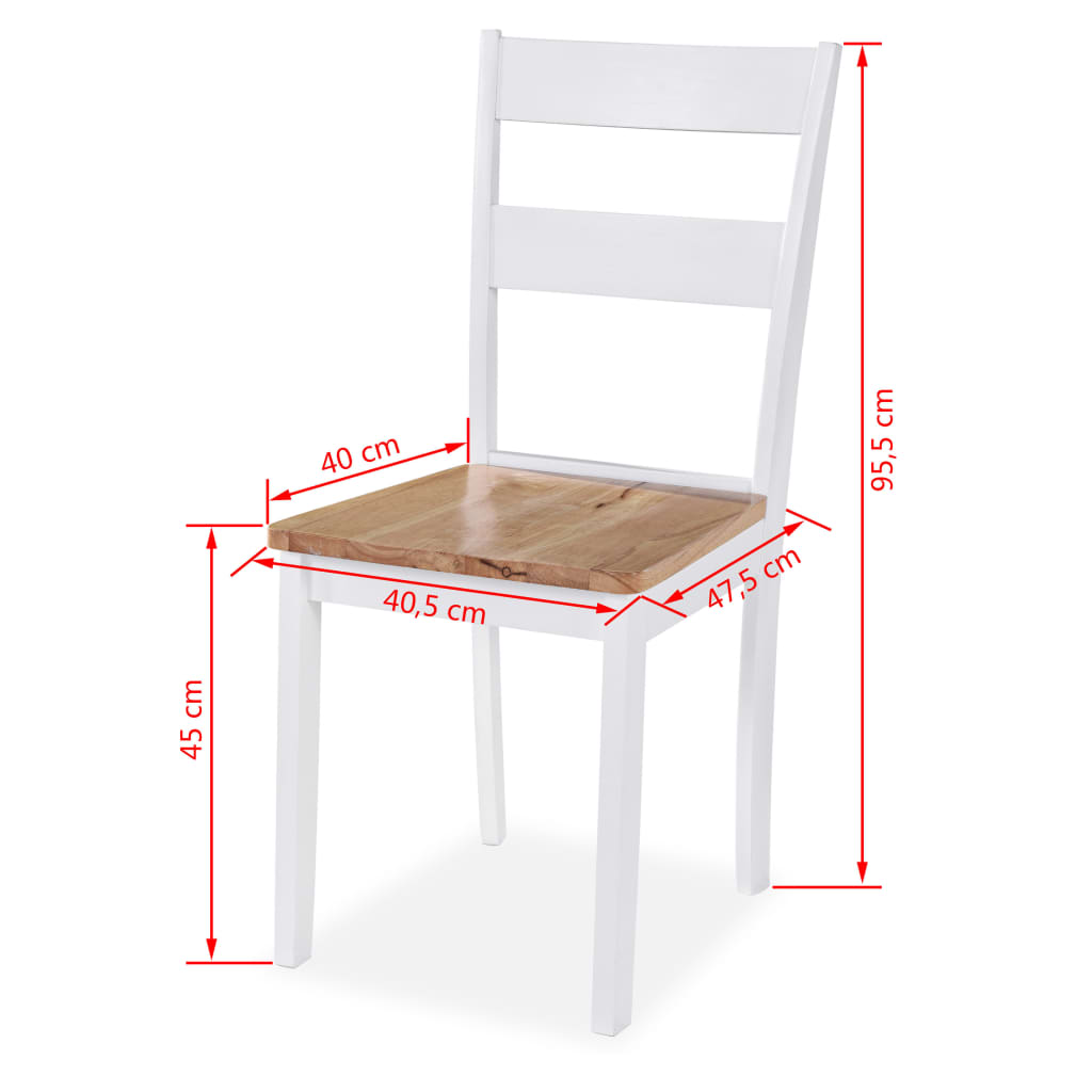 vidaXL Eetkamerset MDF en rubberwood wit 3-delig