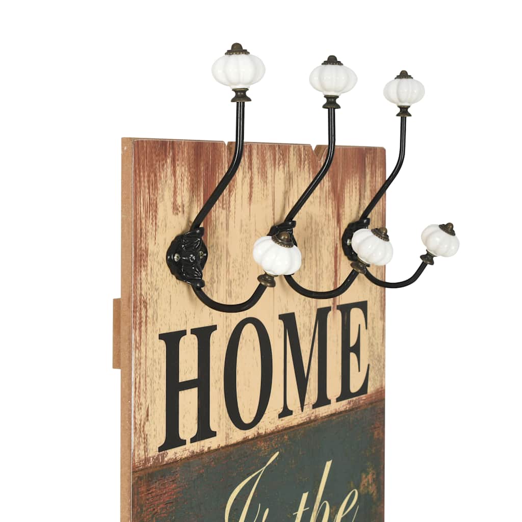 vidaXL Wall-Mounted Coat Rack with 6 Hooks HOME IS 120x40 cm