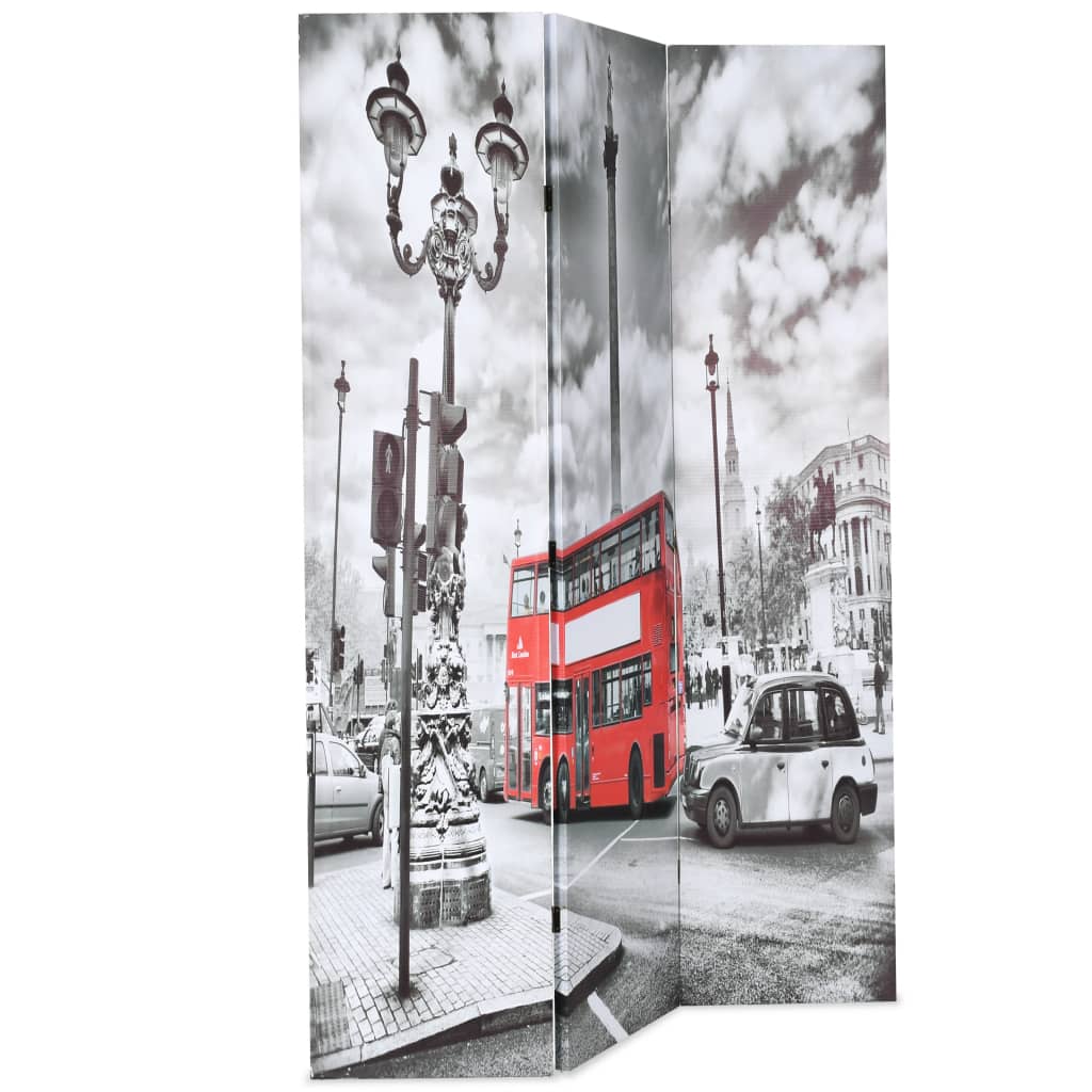 vidaXL Folding Room Divider London Bus 120x170 cm Black and White