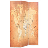 vidaXL Folding Room Divider World Map 120x170 cm Yellow