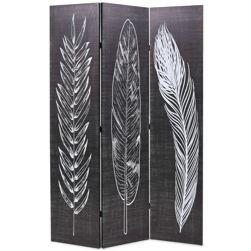 vidaXL Folding Room Divider Feathers 120x170 cm Black and White