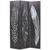 vidaXL Folding Room Divider Feathers 120x170 cm Black and White