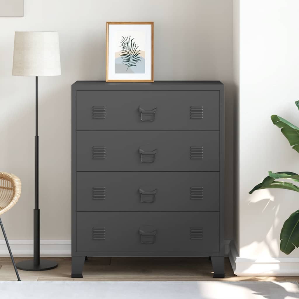 vidaXL Industrial-Style Chest of Drawers 78x40x93 cm Metal Black