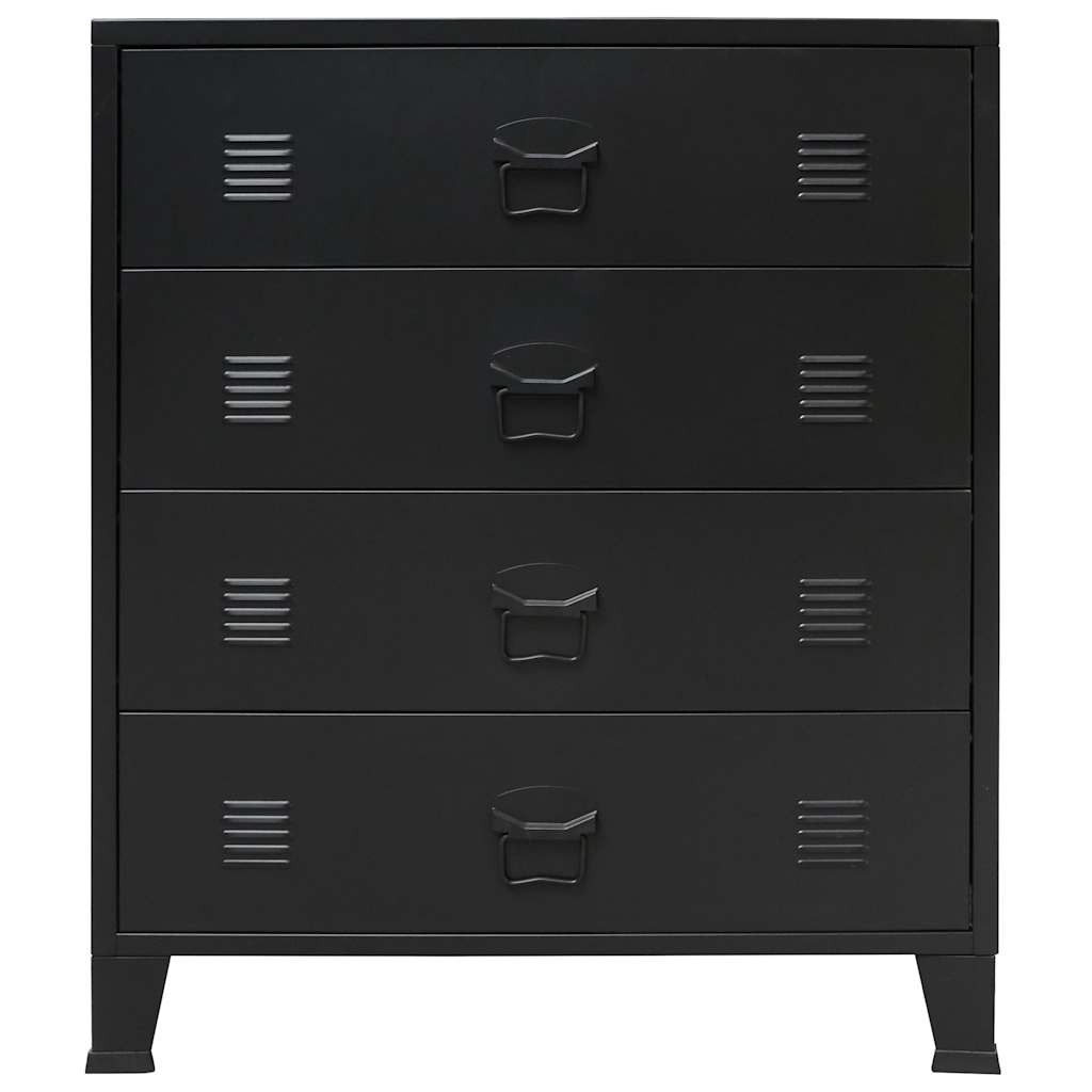 vidaXL Industrial-Style Chest of Drawers 78x40x93 cm Metal Black