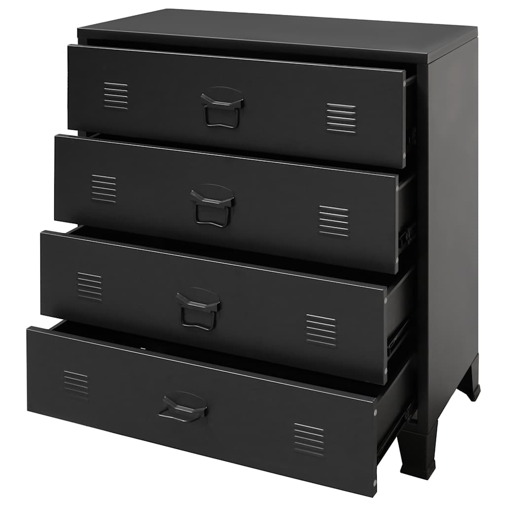 vidaXL Industrial-Style Chest of Drawers 78x40x93 cm Metal Black