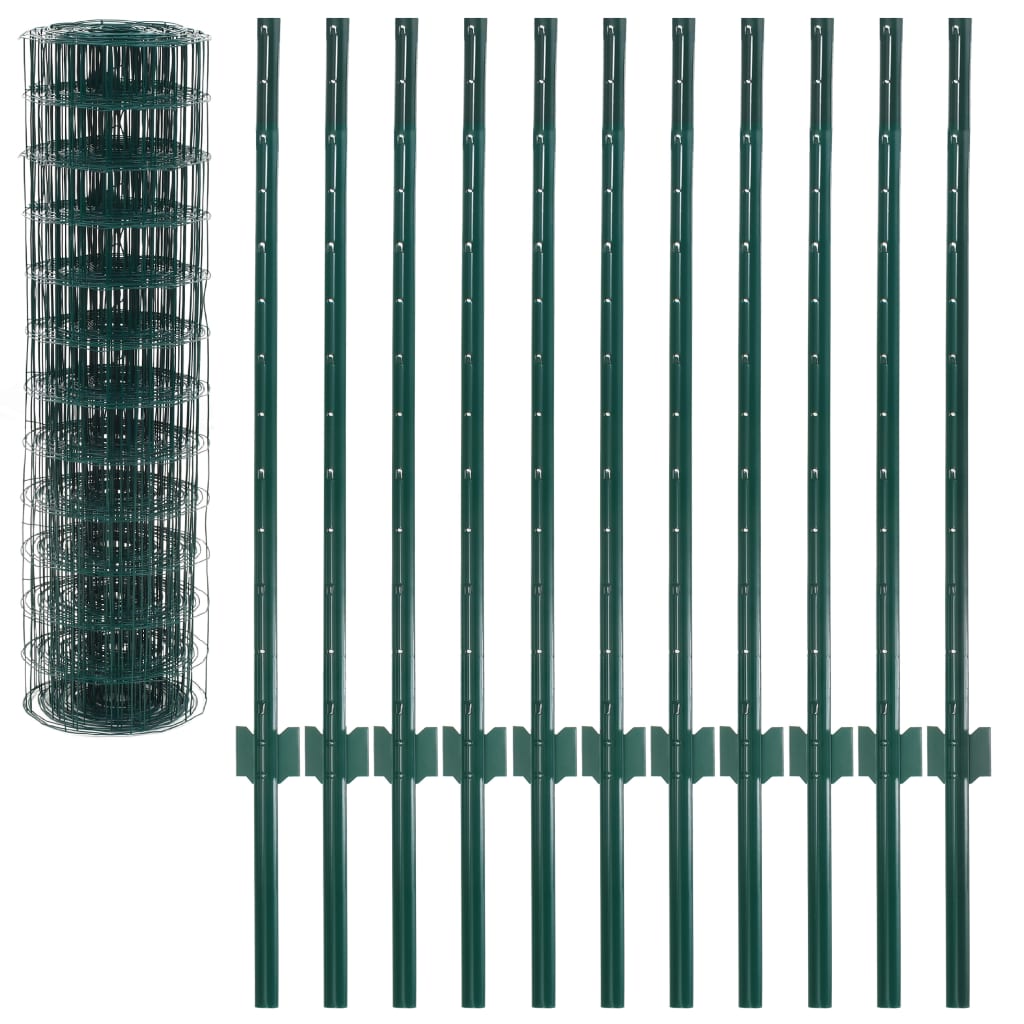 vidaXL Euro Fence 20x0.8 m Steel Green