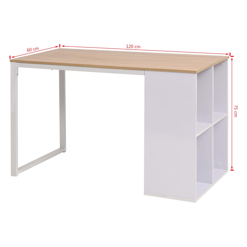 vidaXL Schrijftafel 120x60x75 cm eikenkleur en wit