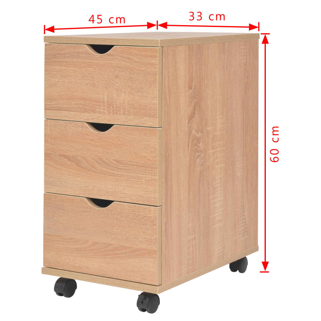 vidaXL Drawer Cabinet 33x45x60 cm oak colour