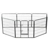 vidaXL Hondenren met 8 panelen 80x80 cm staal zwart