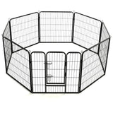 vidaXL Hondenren met 8 panelen 80x80 cm staal zwart