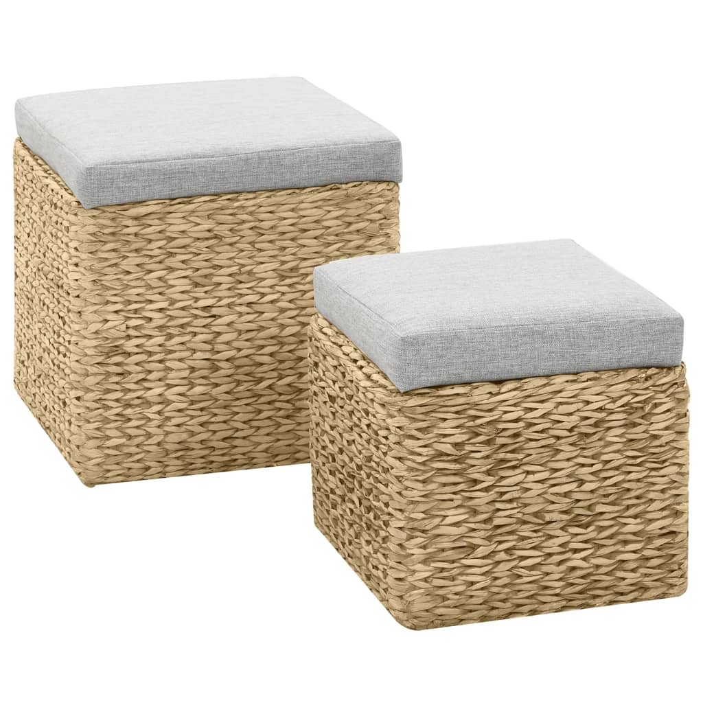 vidaXL Pouf Set Seagrass Grey 2-piece