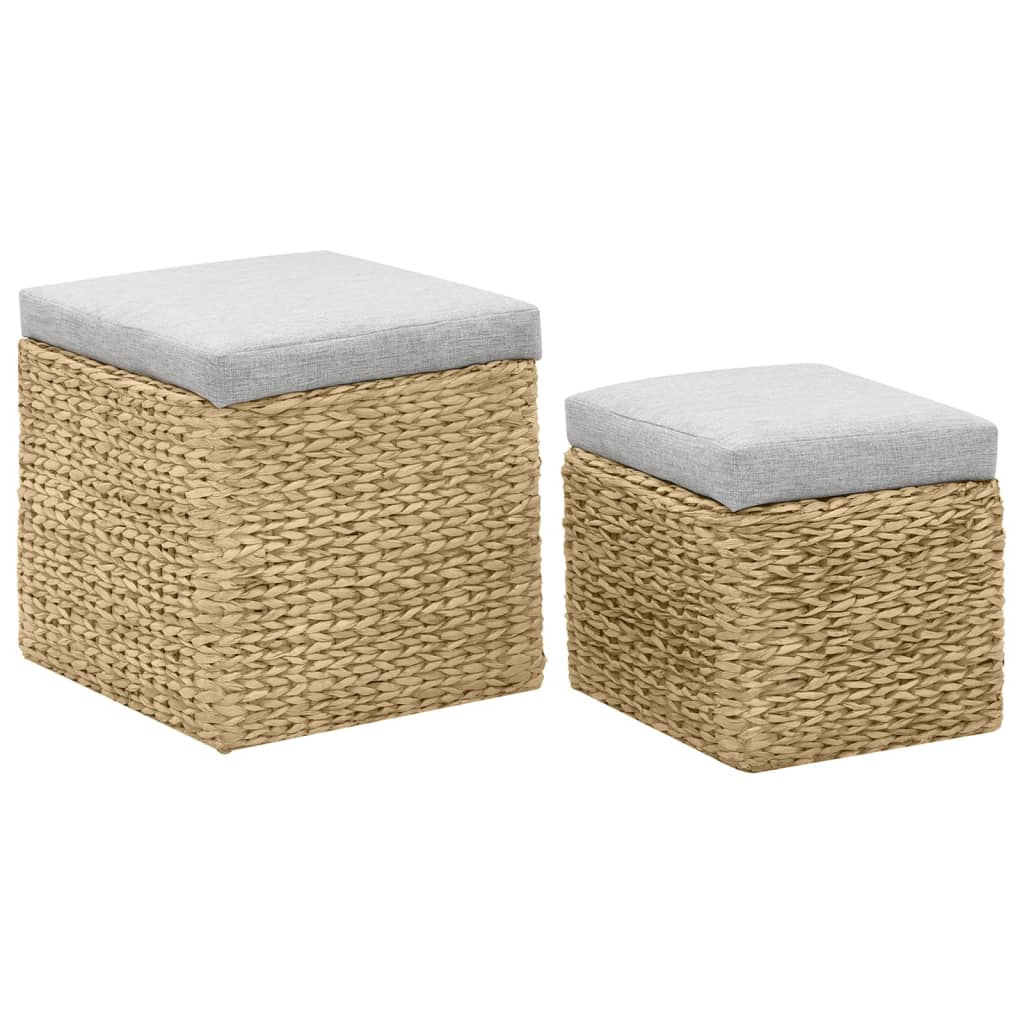 vidaXL Pouf Set Seagrass Grey 2-piece