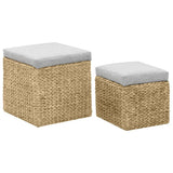 vidaXL Pouf Set Seagrass Grey 2-piece