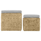 vidaXL Pouf Set Seagrass Grey 2-piece