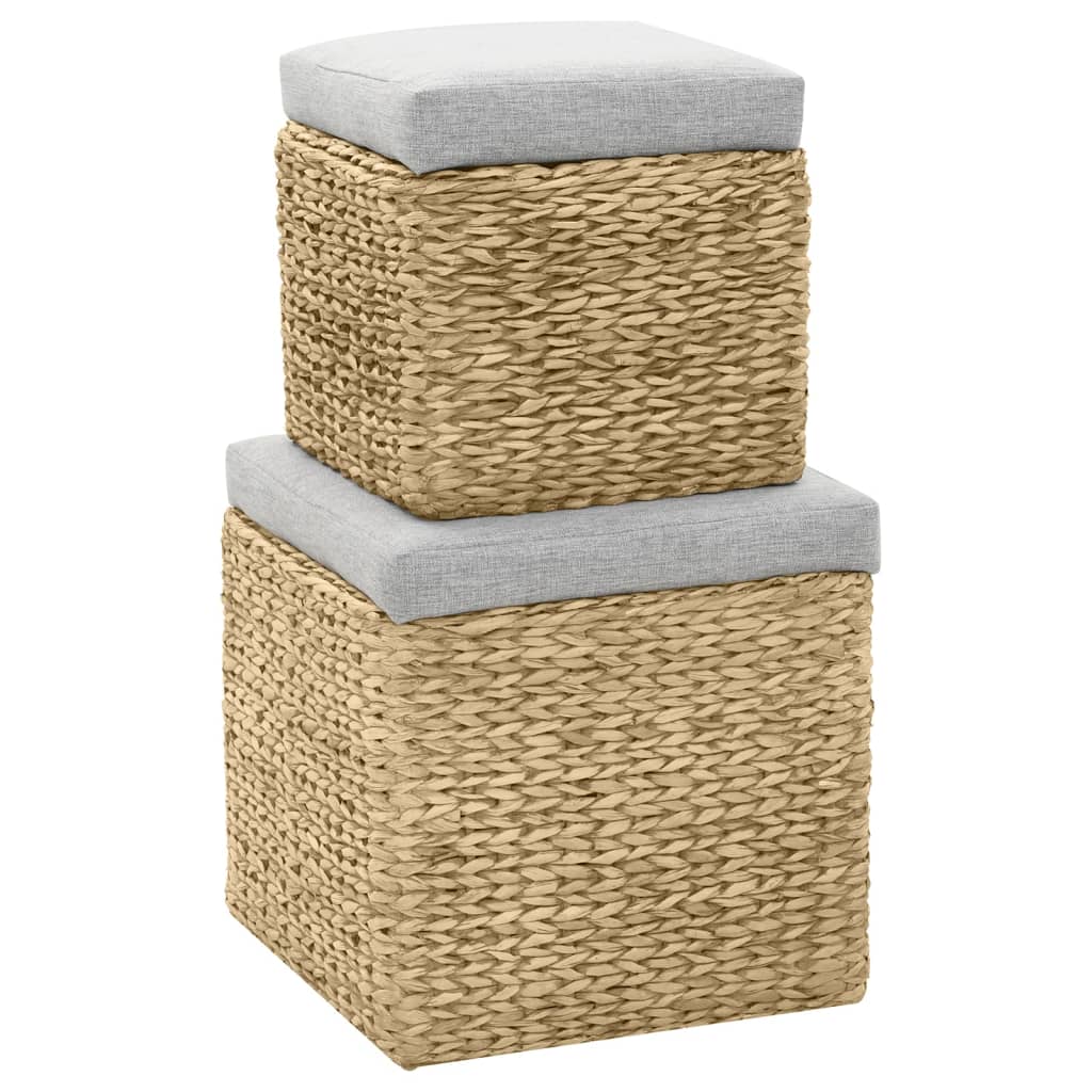 vidaXL Pouf Set Seagrass Grey 2-piece
