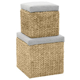 vidaXL Pouf Set Seagrass Grey 2-piece