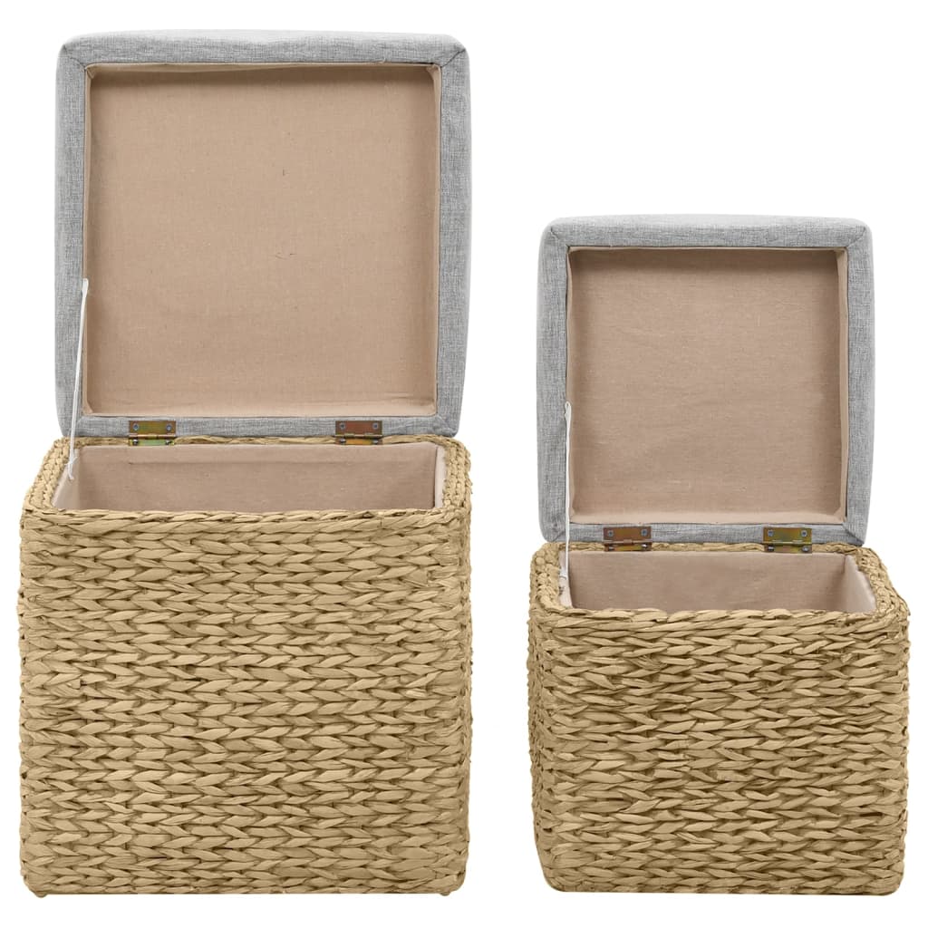 vidaXL Pouf Set Seagrass Grey 2-piece