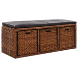 vidaXL Bench with 3 Baskets 105x40x42 cm Seagrass Brown
