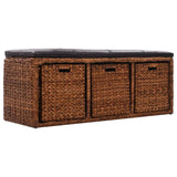 vidaXL Bench with 3 Baskets 105x40x42 cm Seagrass Brown