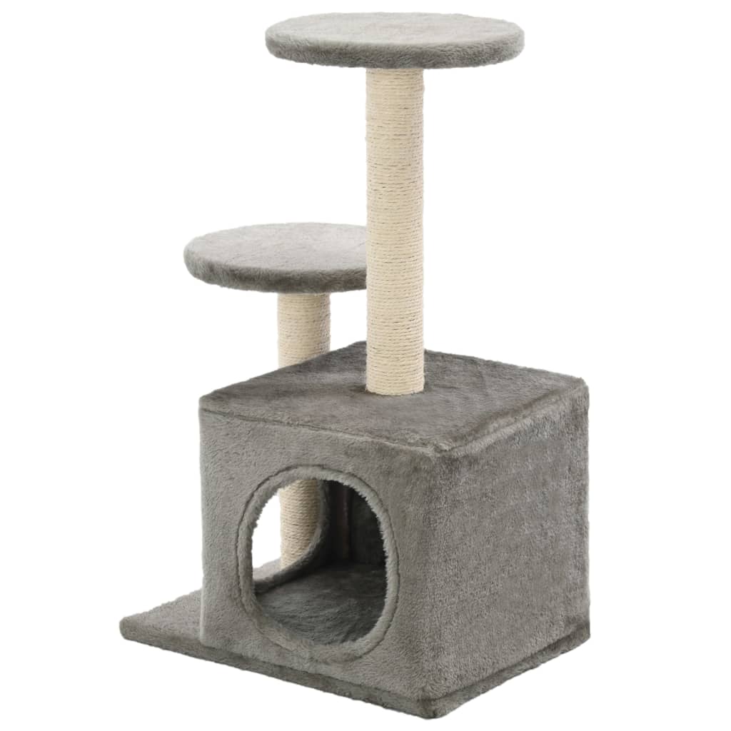 vidaXL Cat Scratching Post with Sisal Scratching Poles 60 cm Grey