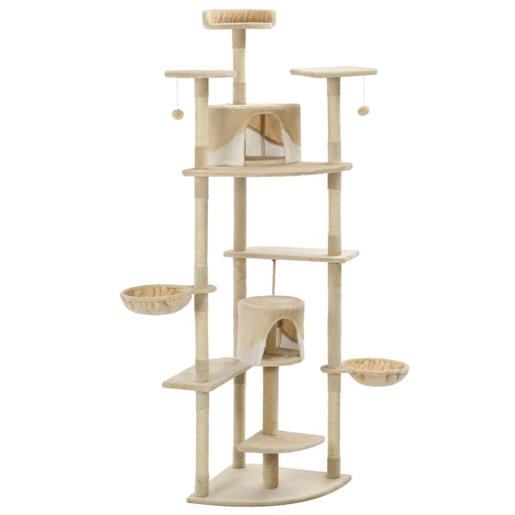 vidaXL Cat Tree with Sisal Scratching Posts 203 cm Beige and White