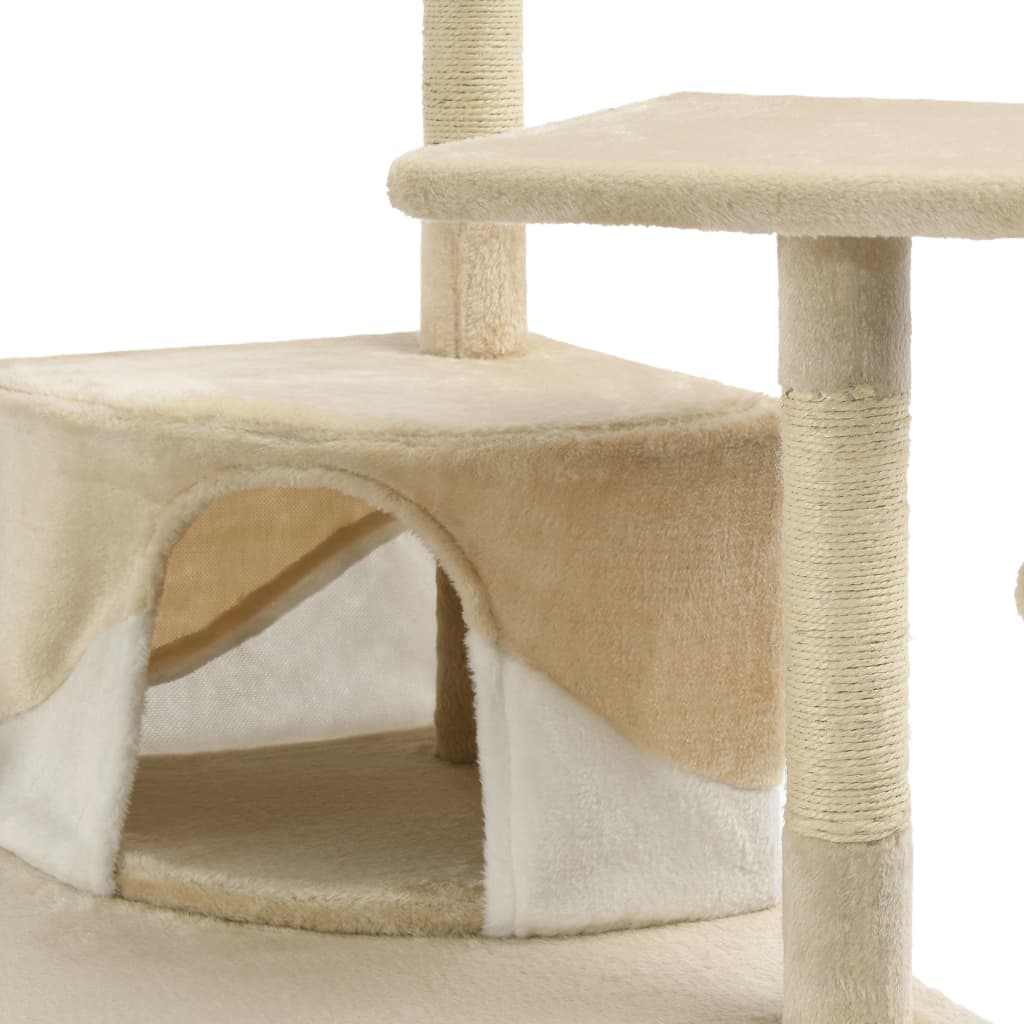 vidaXL Cat Tree with Sisal Scratching Posts 203 cm Beige and White