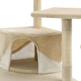 vidaXL Cat Tree with Sisal Scratching Posts 203 cm Beige and White