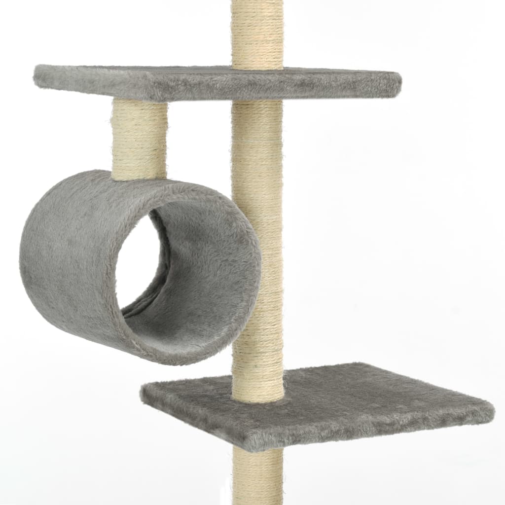 vidaXL Cat Scratching Post with Sisal Scratching Poles 260 cm Grey