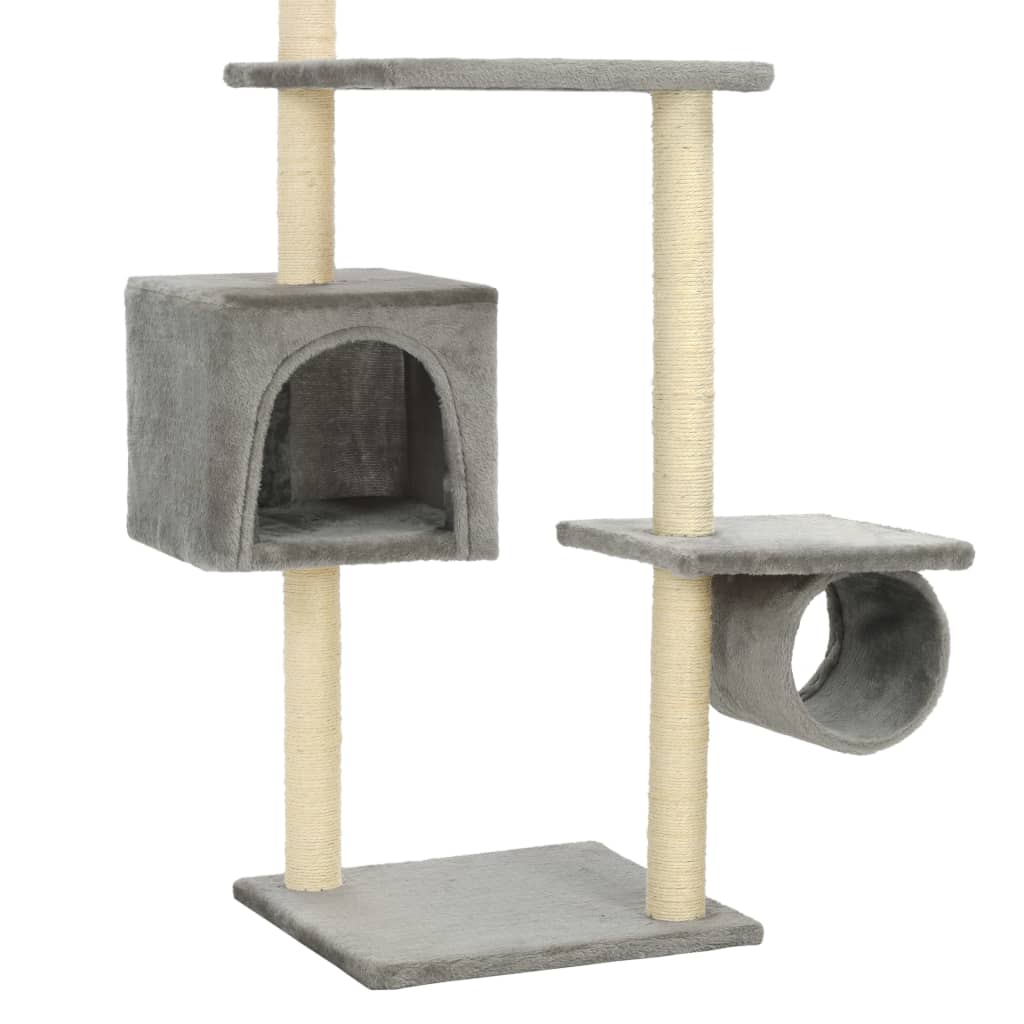 vidaXL Cat Scratching Post with Sisal Scratching Poles 260 cm Grey