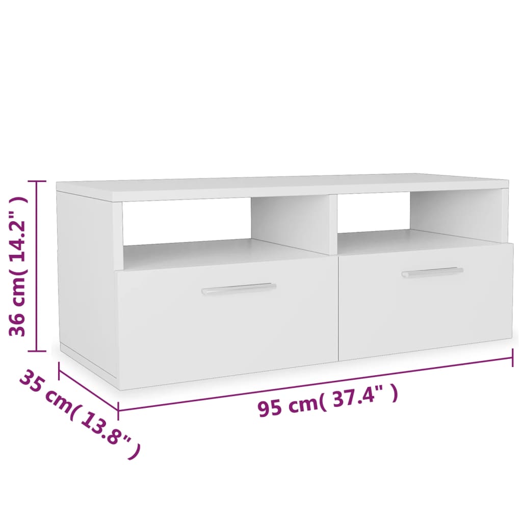 vidaXL TV Cabinets 2 pcs 95x35x36 cm Engineered Wood White