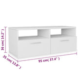 vidaXL TV Cabinets 2 pcs 95x35x36 cm Engineered Wood White