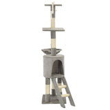 vidaXL Cat Tree with Sisal Scratching Posts 138 cm Grey