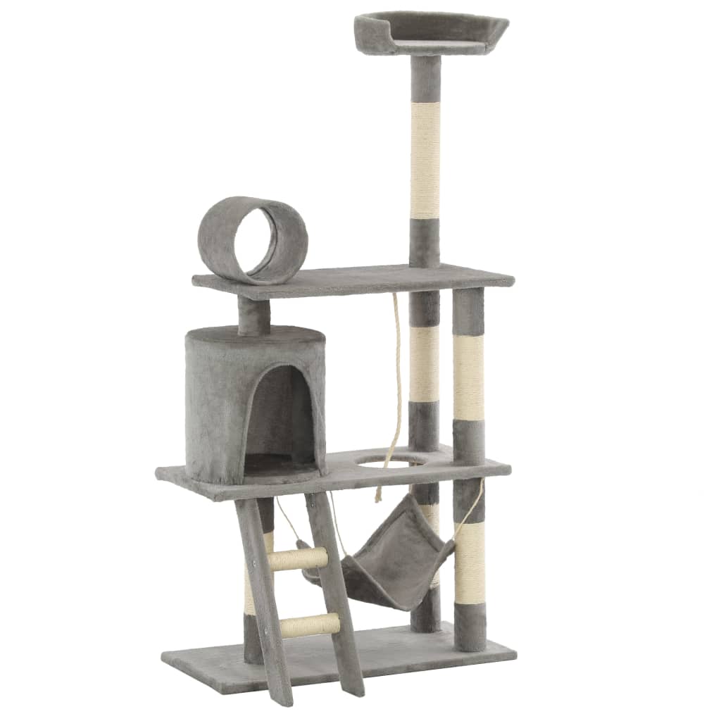 vidaXL Cat Scratching Tree with Sisal Scratching Posts 140 cm Grey