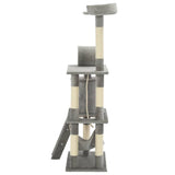 vidaXL Cat Scratching Tree with Sisal Scratching Posts 140 cm Grey