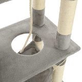 vidaXL Cat Scratching Tree with Sisal Scratching Posts 140 cm Grey