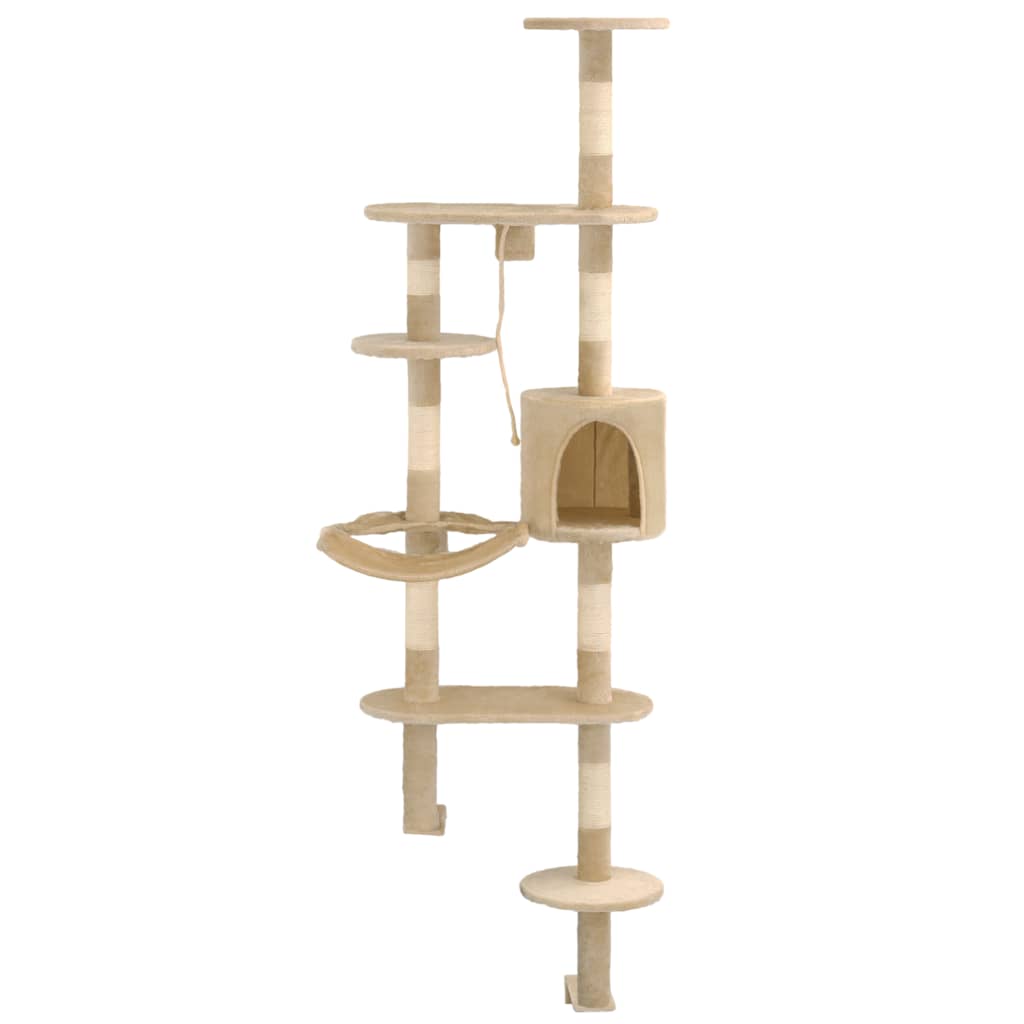 vidaXL Cat Scratching Tree with Sisal Scratching Posts Wall-mounted 194 cm Beige
