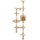 vidaXL Cat Scratching Tree with Sisal Scratching Posts Wall-mounted 194 cm Beige