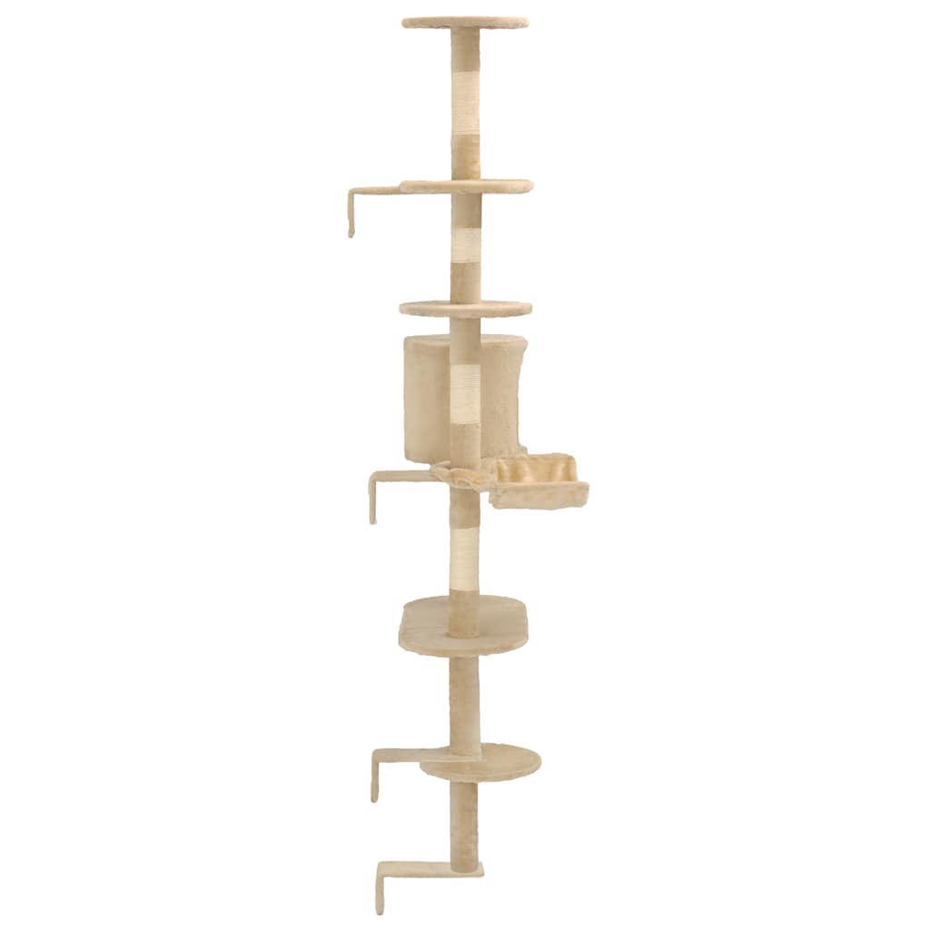 vidaXL Cat Scratching Tree with Sisal Scratching Posts Wall-mounted 194 cm Beige