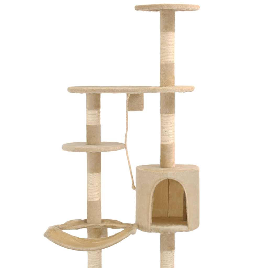 vidaXL Cat Scratching Tree with Sisal Scratching Posts Wall-mounted 194 cm Beige