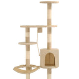 vidaXL Cat Scratching Tree with Sisal Scratching Posts Wall-mounted 194 cm Beige