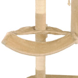 vidaXL Cat Scratching Tree with Sisal Scratching Posts Wall-mounted 194 cm Beige
